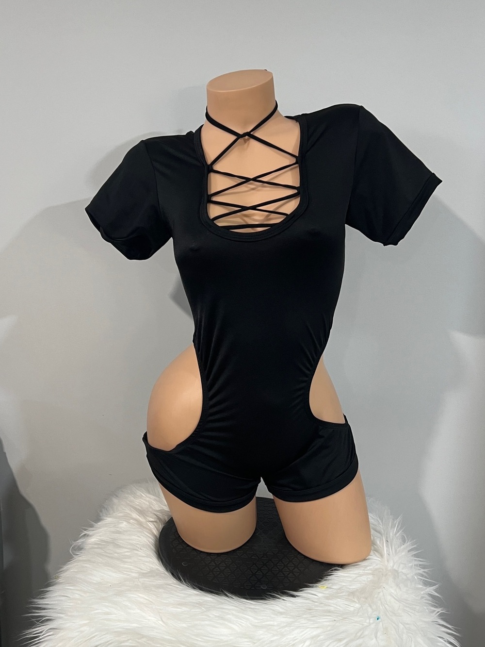 Black Strappy Cutout Romper